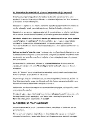 La Formacion Docente Inicial Resumen
