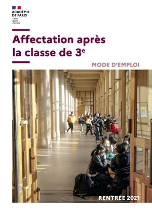 Plaquette Affelnet 3e 2021