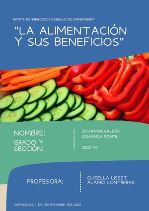 “La Alimentación Y Sus Beneficios” Díptico