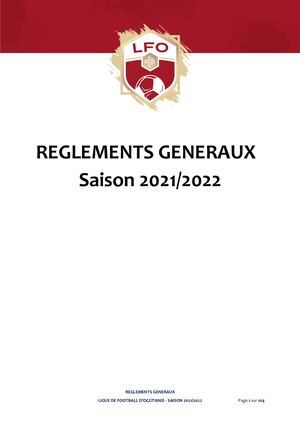 Reglements Generaux LFO 2021/2022