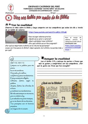 Sesion 5 Dios Nos Habla Por Medio De La Biblia