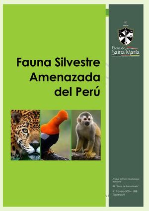 Fauna Silvestre Amenazada Del Perú Analuz Katherin Madariaga Beltramé