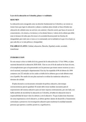 ley de educación en Colombia