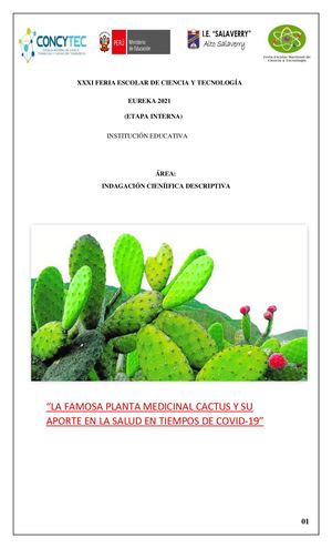 Proyecto Fencyt Cactus Planta Medicinal