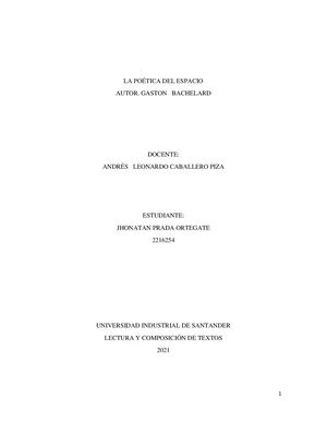 La Poética Del Espacio Informe De Lectura