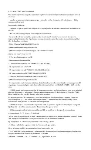 Las Oraciones Impersonales