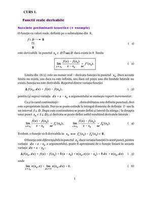 Curs 1 Derivabilitate