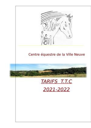 Tarifs Ce La Ville Neuve 2021 2022
