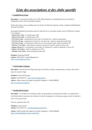 Liste Des Associations Sportives