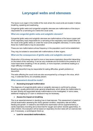 Laryngeal Webs And Stenoses