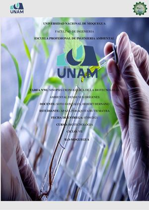 Sinopsis Cronológica de la Biotecnología Ambiental desde sus Orígenes