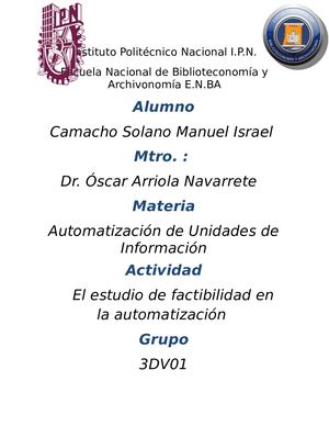 El Estudio De Factibilidad En La Automatización