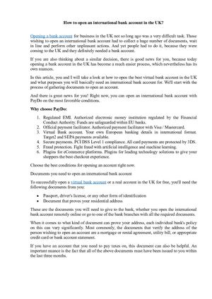 How To Open An International Bank Account In The Uk