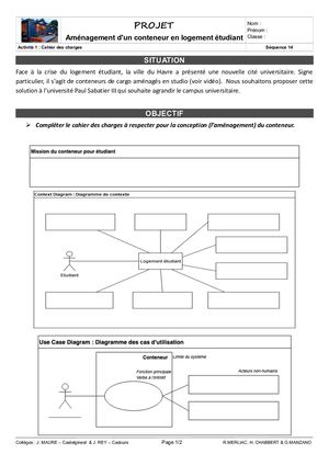 S14 Activité 1 : le cahier des charges du conteneur