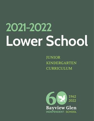 Bayview Glen Junior Kindergarten Curriculum 2021-2022