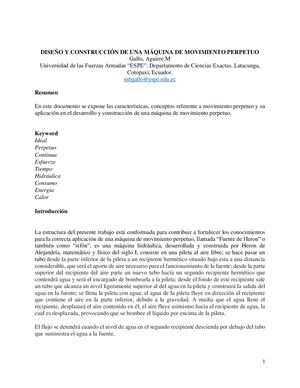 Ensayo Diseño Y Construcción De Una Máquina De Movimiento Perpetuo Convertido