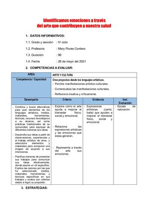 Sesion De Aprendizaje 26 05 2021 IV ciclo
