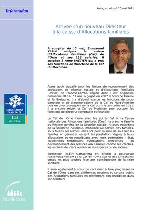 Communiqué De Presse Arrivée E KLEIN