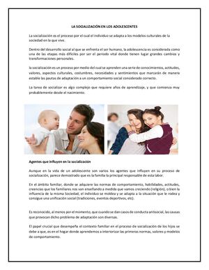 La Socialización En Adolescentes