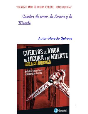 Thomas Joaquin Guevara Arce Cuentos De Amor De Locura Y De Muerte Horacio Quiroga