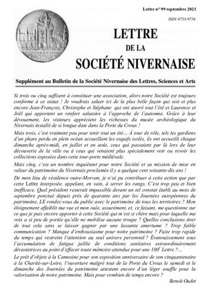 N°99-SEPTEMBRE 2021 - Lettre de la Société Nivernaise des Lettres, Sciences et Arts