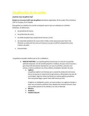 Clasificación De Los Pollos Jilary Cespedes