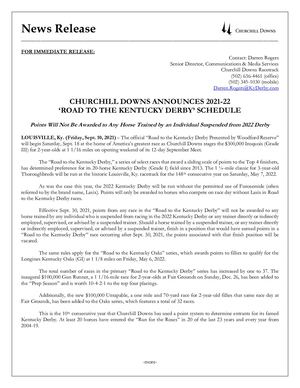 Road To The Kentucky Derby Schedule