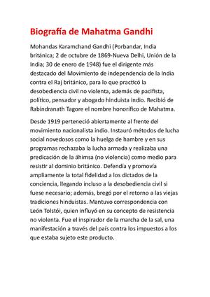 Biografía De Mahatma Gandhi