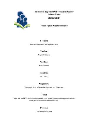 Tic, La Importancia En La Educacion Dominicana
