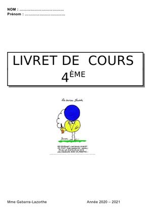 Livret de cours complet de 4ème