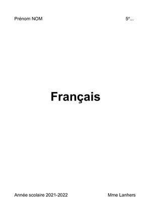 Modèle Cahier de français 5e