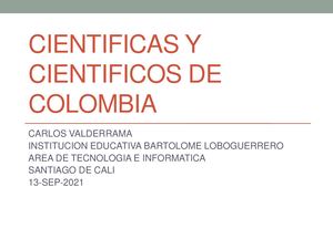 Cientificas Y Cientificos De Colombia