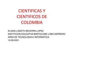 Cientificas Y Cientificos De Colombia Eliana Becerra