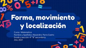 Matematica - “Forma, movimiento y localización”