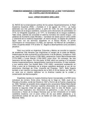 Primeros Lingüistas Y Académicos De La Rae En Nicaragua