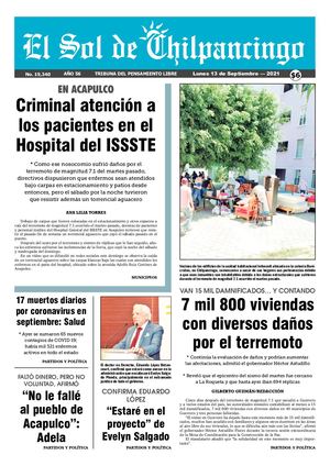 El Sol De Chilpancingo 13 Septiembre 2021