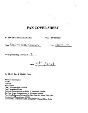 Proof Of  Race and Ethnicity Fax To SSA Office Of International Affairs