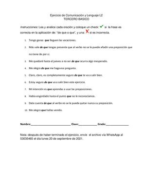 Ejercicio de L2 Queismo Y Dequeismo