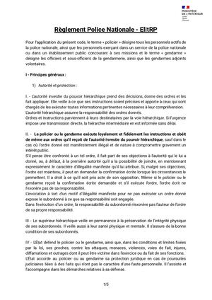 Règlement Police Nationale Elit Rp