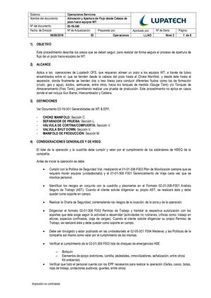 03 19 340 Alineación Y Apertura De Flujo Desde Cabeza De Pozo Hacia Equipos WT