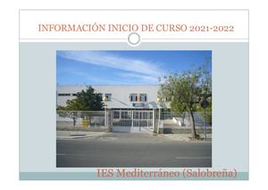 Informacion Inicio De Curso 2021 2022 IES Mediterraneo