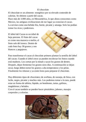 Texto Expositivo De El Chocolate (Sencillo Y Facil De Entender)