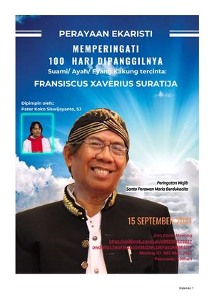 Perayaan Ekaristi 100 Hari Bapak Fx Suratija