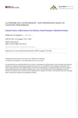La Théorie De L'attachement Son Importance Dans Un Contexte Pédiatrique