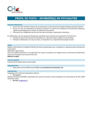 CHHM - Fiche De Poste - Infirmier Psychiatrie 01