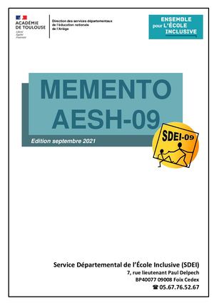 Memento Aesh Version Septembre 2021