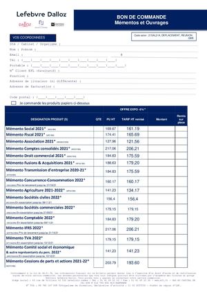 Bon de Commande Mémentos & Ouvrages