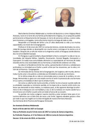 María Atanasia Giménez Maldonado (esp).