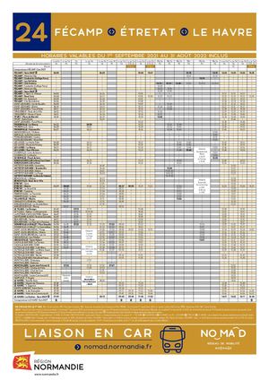 BUS NOMAD -  Ligne 24 - Fécamp/Etretat/Le Havre - Horaires 2021/2022