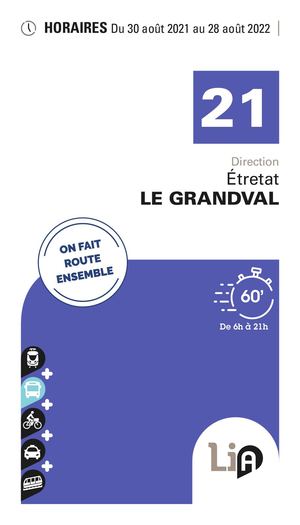 Bus Ligne 21 - Etretat/Le Grandval/Montivilliers Gares - 2021/2022